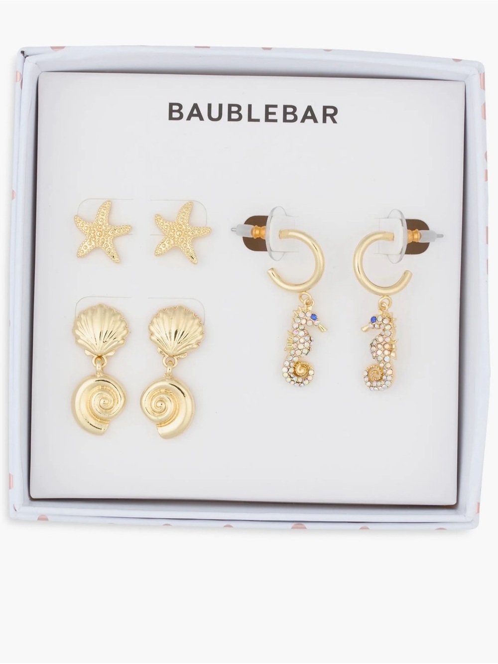 Brand New Baublebar Follow the Current Set of 3 Stud & Drop Earrings